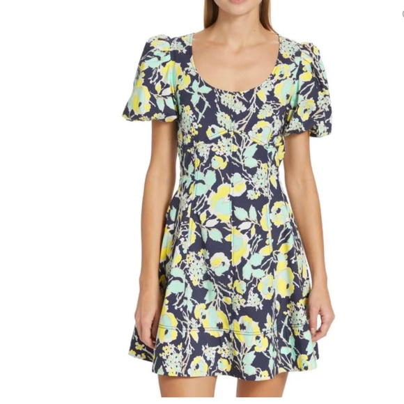 Tanya Taylor Madeline Dress, Blue - multicolour print, Size 0 - Picture 4 of 11